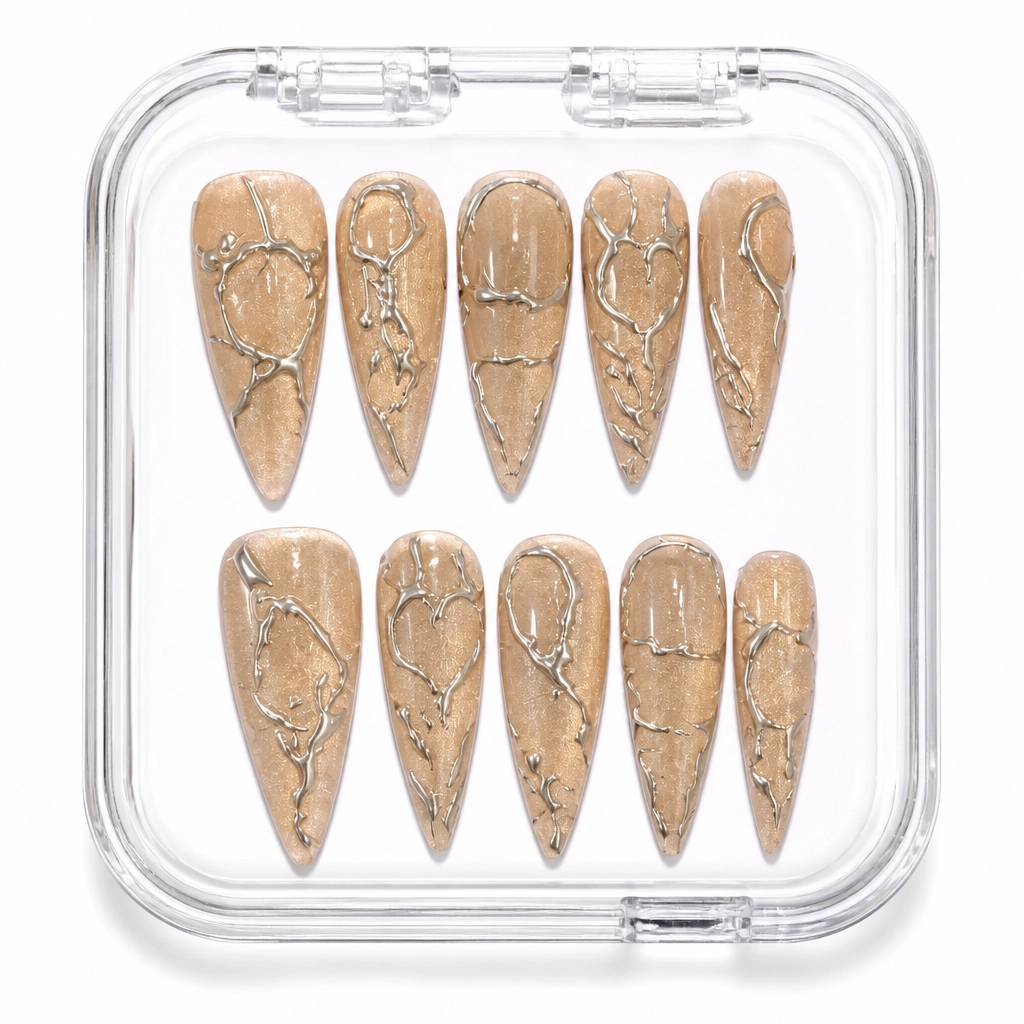 Press-on Nails Wholesale $7.90 Golden Glamour by Yabe Vietnam