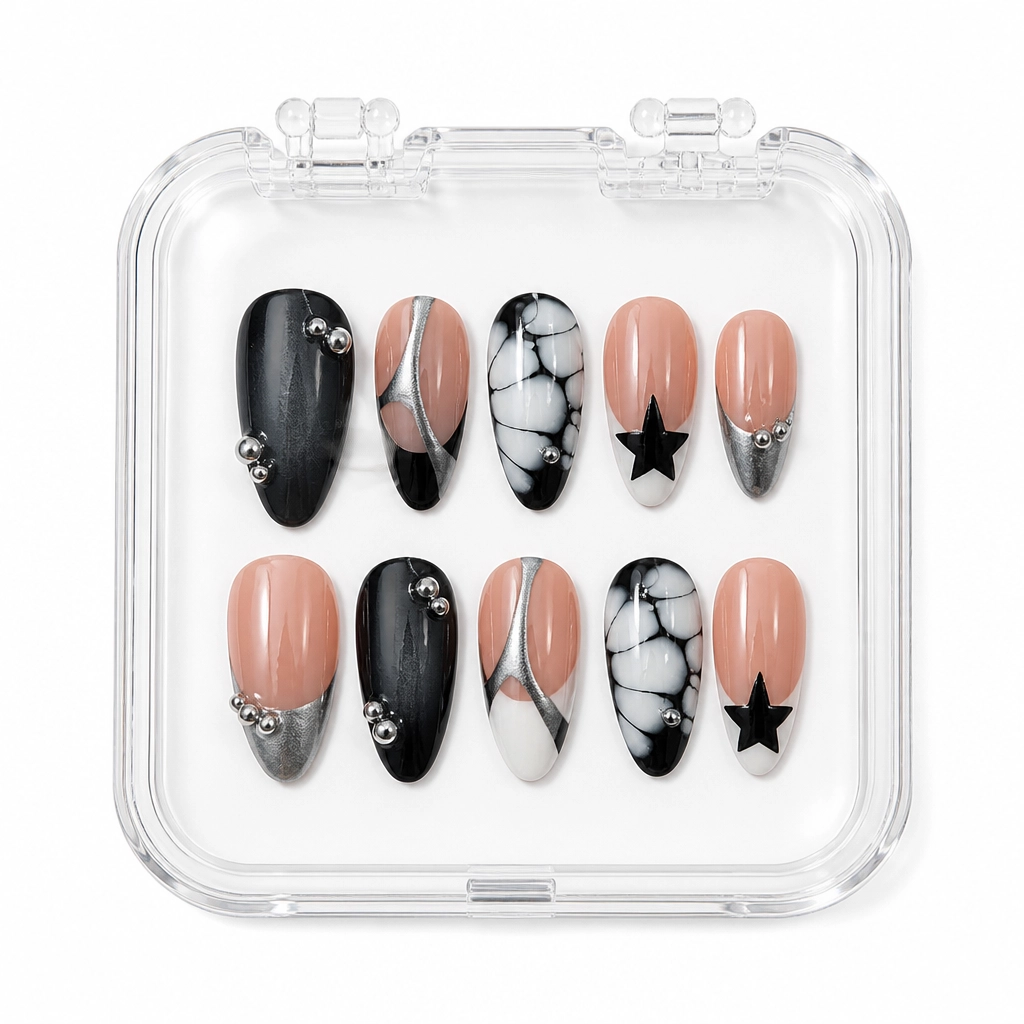 Press-on Nails Wholesale $7.90 Obsidian Elegance by Yabe Vietnam