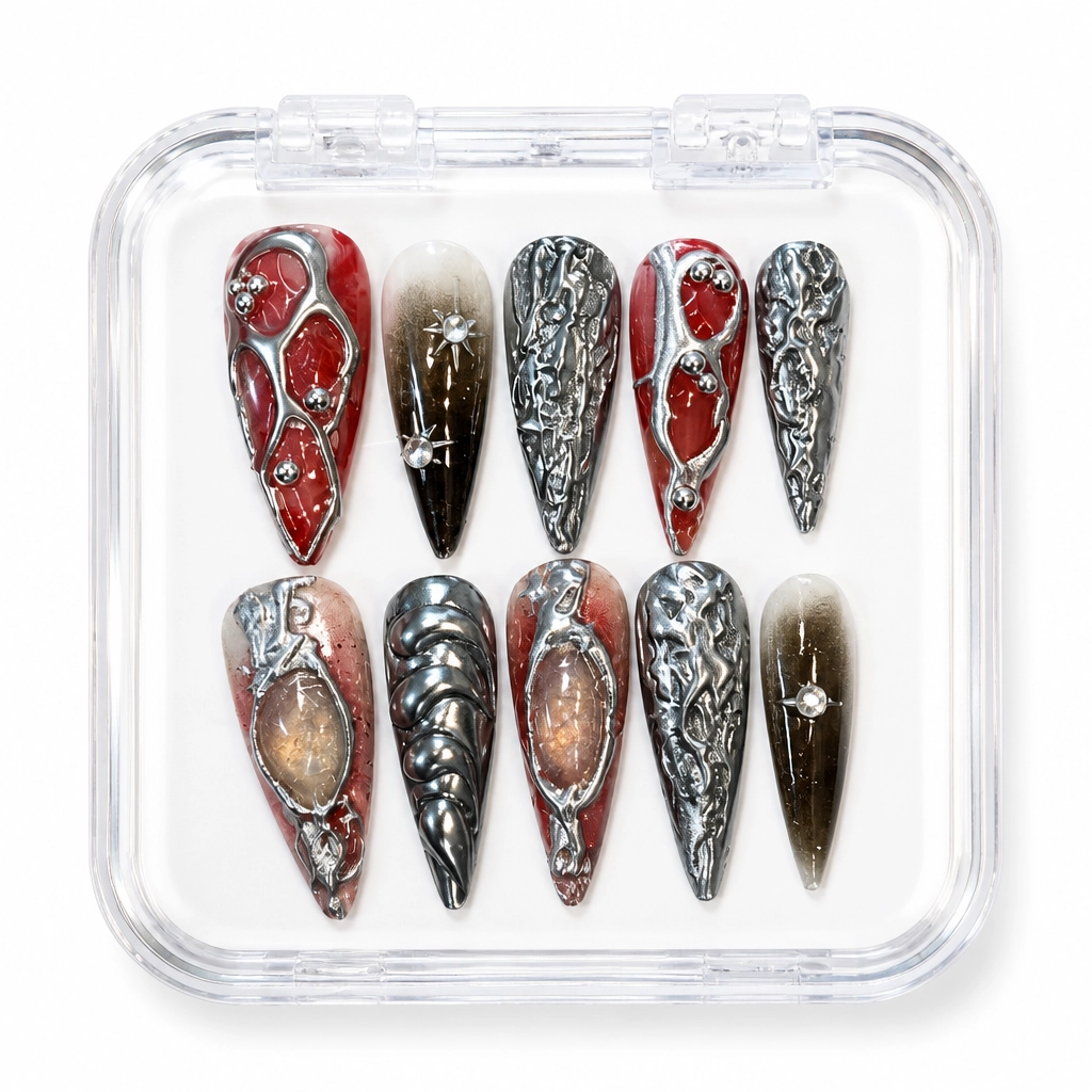 Press-on Nails Wholesale $7.90 Crimson Glamour by Yabe Vietnam
