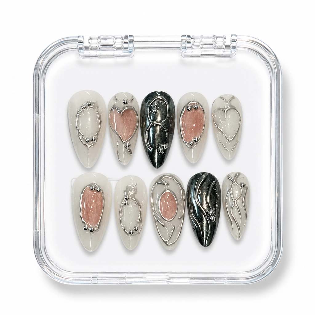 Press-on Nails Wholesale $7.90 Marble Noir by Yabe Vietnam