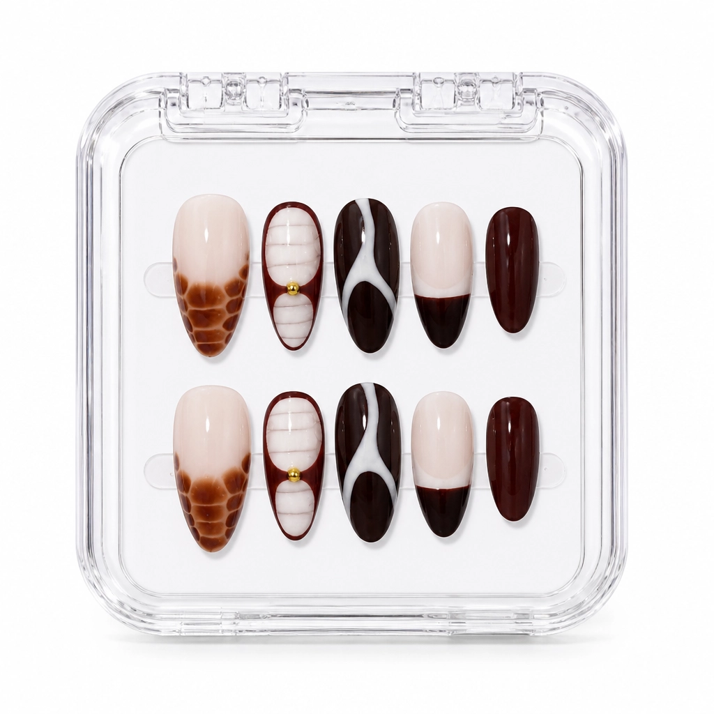 Press-on Nails Wholesale $7.90 Burgundy Marble Luxe by Yabe Vietnam
