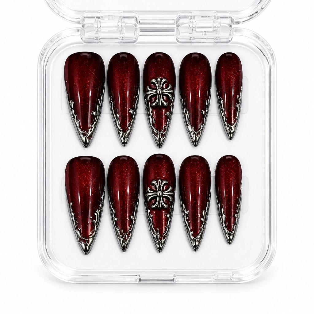 Press-on Nails Wholesale $7.90 Chic Crimson Celestial by Yabe Vietnam
