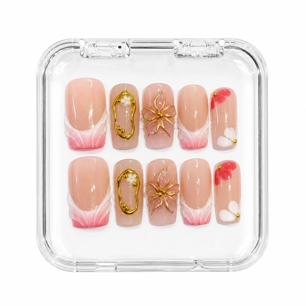 Press-on Nails Wholesale $7.90 Blush Gold Elegance by Yabe Vietnam