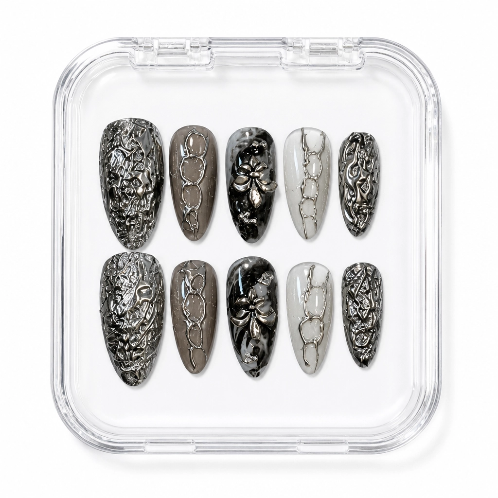 Press-on Nails Wholesale $7.90 Obsidian Sparkle by Yabe Vietnam