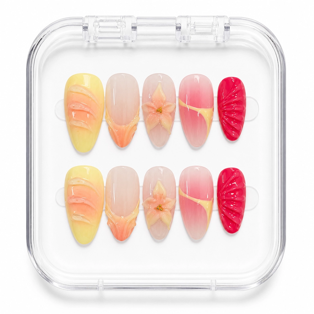 Press-on Nails Wholesale $7.90 Sunset Bloom by Yabe Vietnam