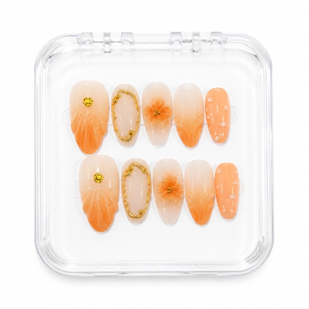 Press-on Nails Wholesale $7.90 Citrus Sparkle by Yabe Vietnam