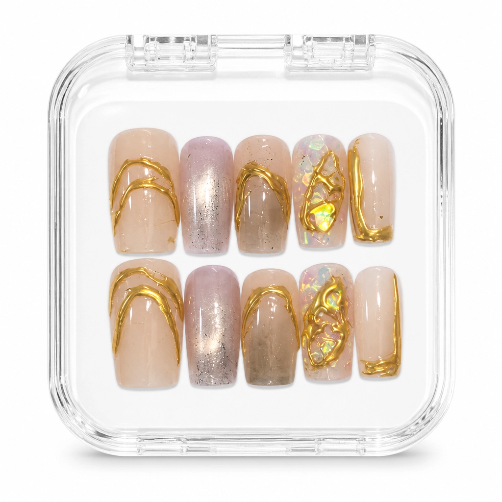 Press-on Nails Wholesale $7.90 Golden Luxe by Yabe Vietnam