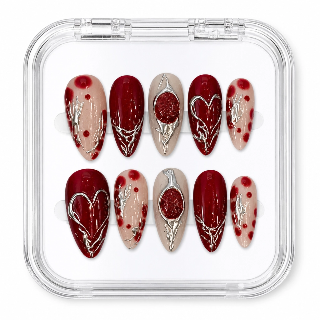 Press-on Nails Wholesale $7.90 Crimson Luxe by Yabe Vietnam