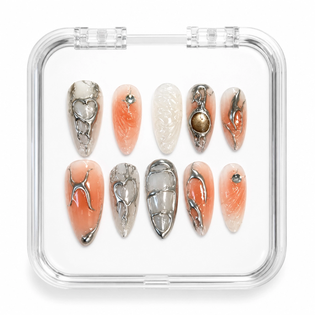 Press-on Nails Wholesale $7.90 Crystalline Coral by Yabe Vietnam