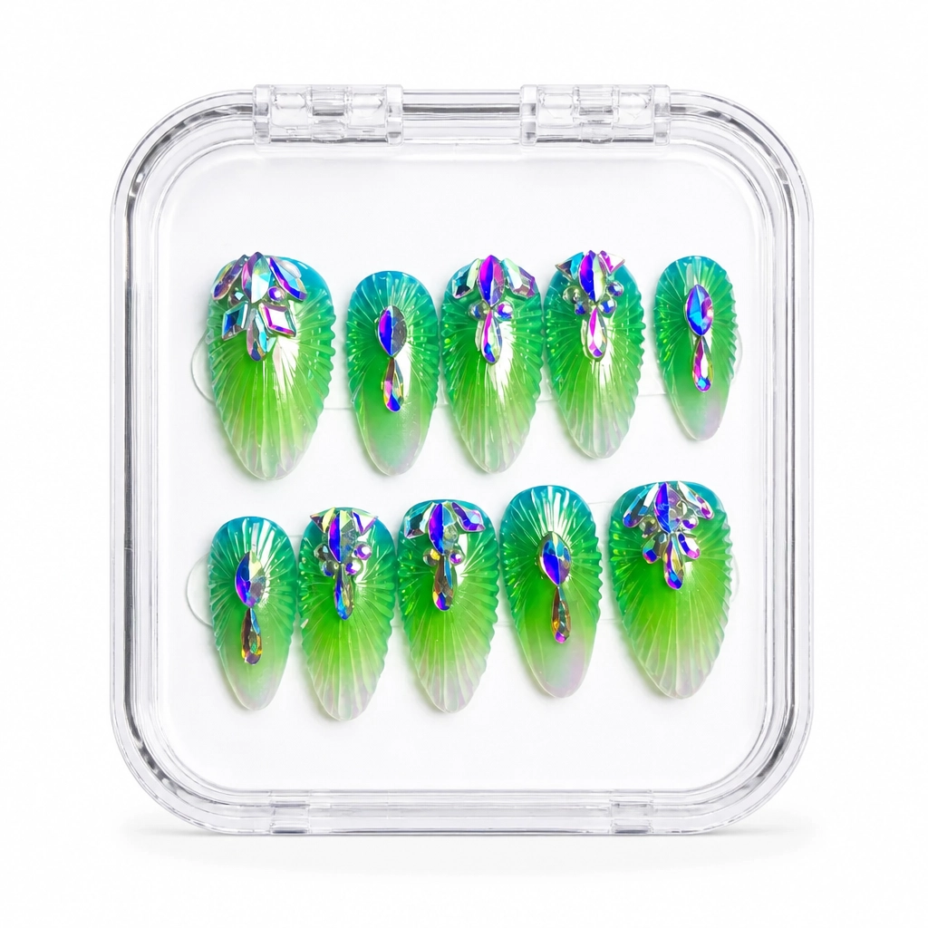 Press-on Nails Wholesale $7.90 Emerald Illusion by Yabe Vietnam