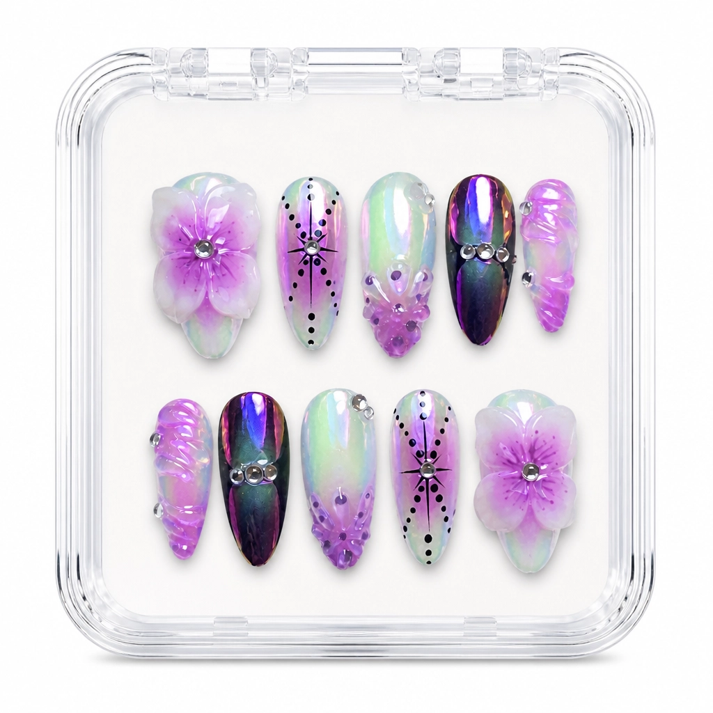 Press-on Nails Wholesale $7.90 Violet Cosmos by Yabe Vietnam