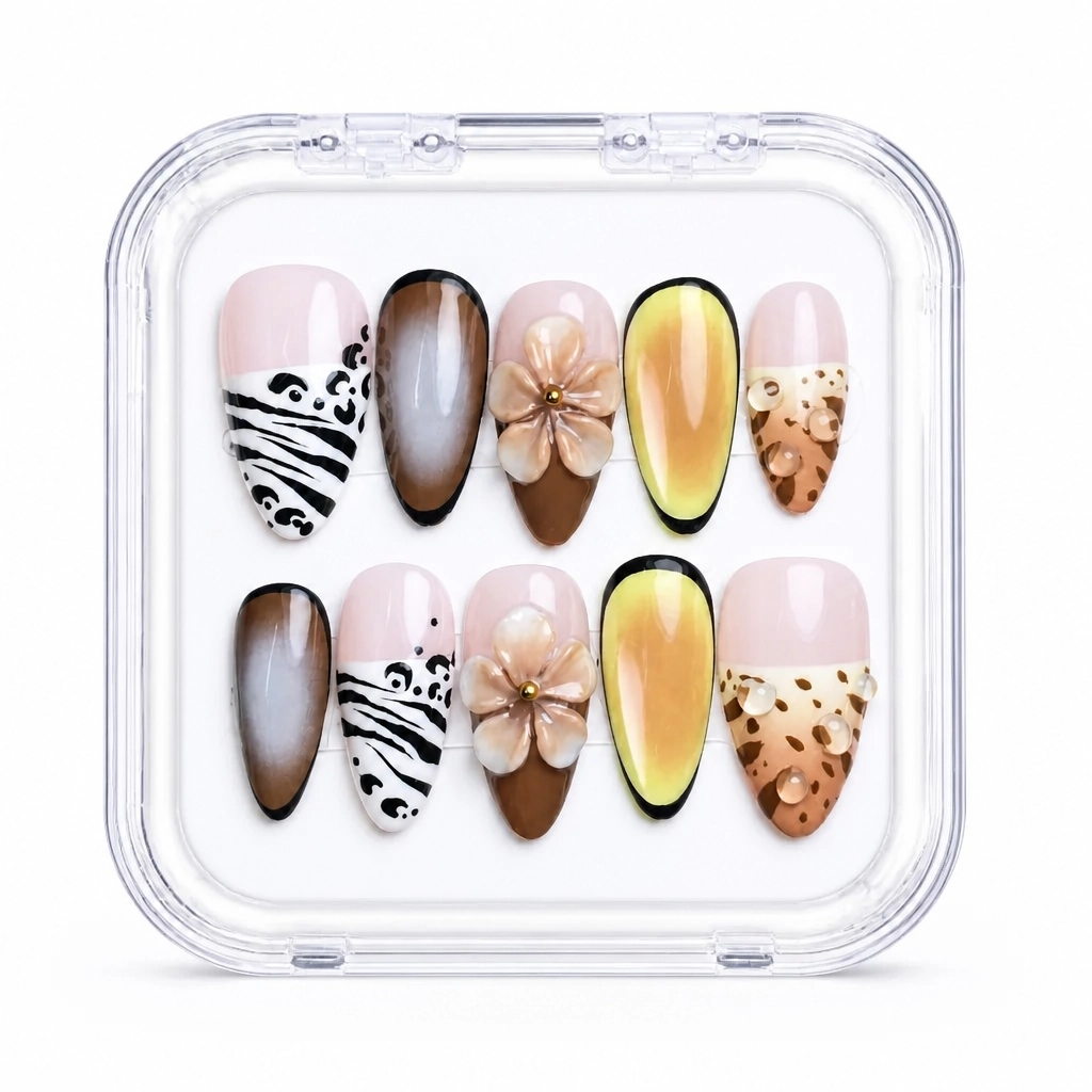 Press-on Nails Wholesale $7.90 Safari Bloom by Yabe Vietnam