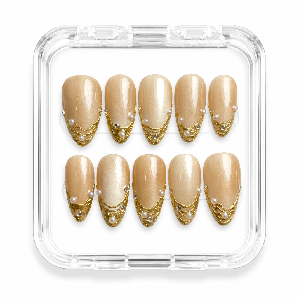 Press-on Nails Wholesale $7.90 Golden Elegance by Yabe Vietnam