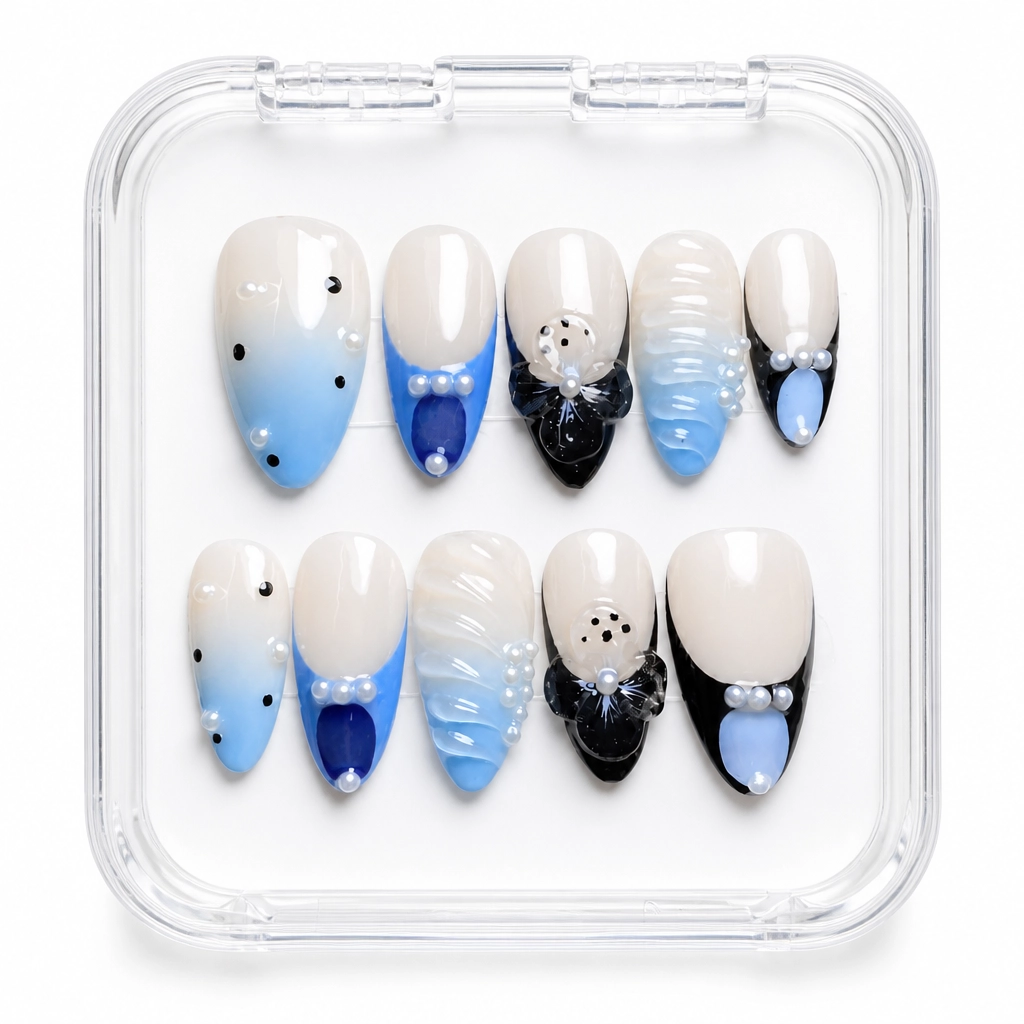 Press-on Nails Wholesale $7.90 Azure Gradient Elegance by Yabe Vietnam