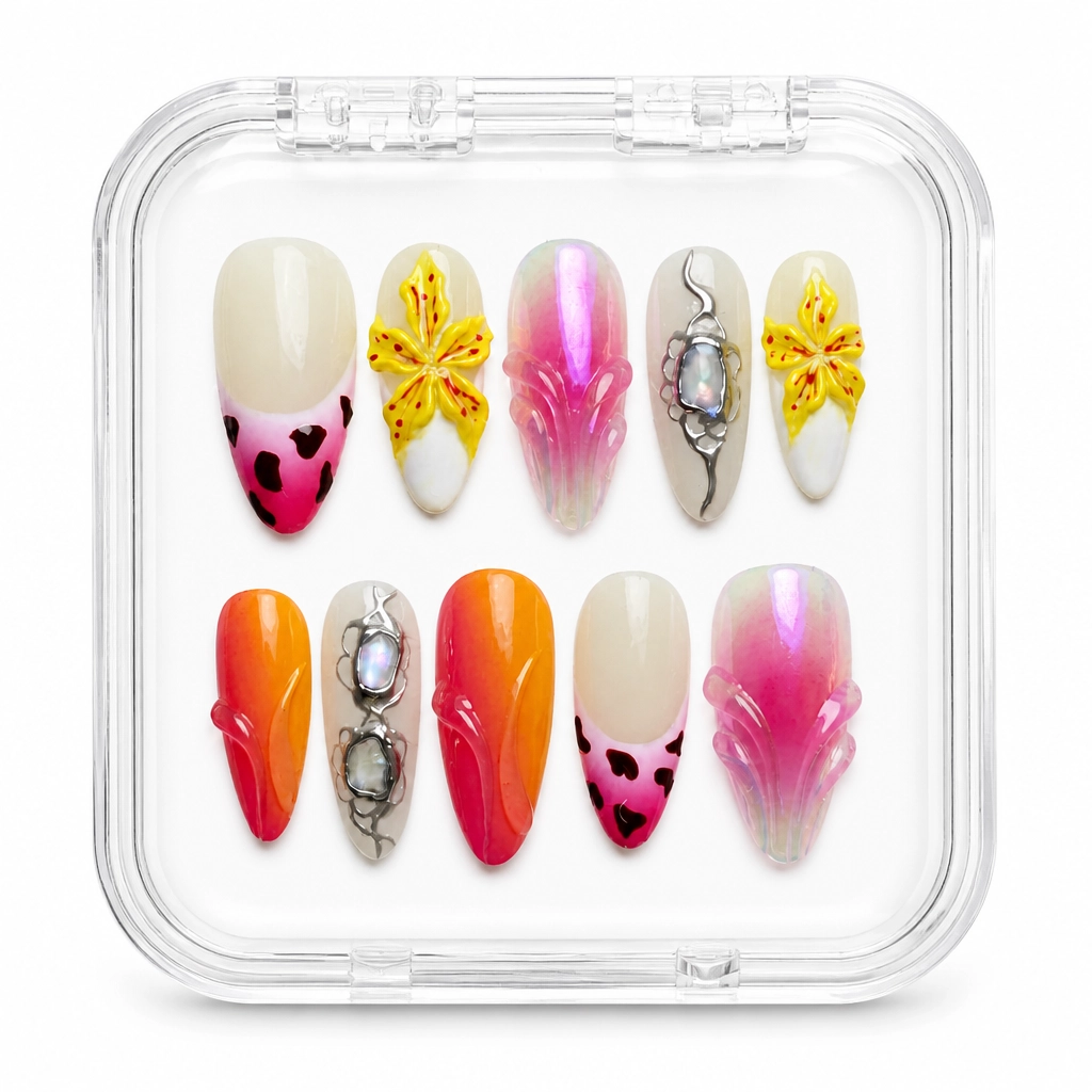 Press-on Nails Wholesale $7.90 Sunset Hearts Luxe by Yabe Vietnam