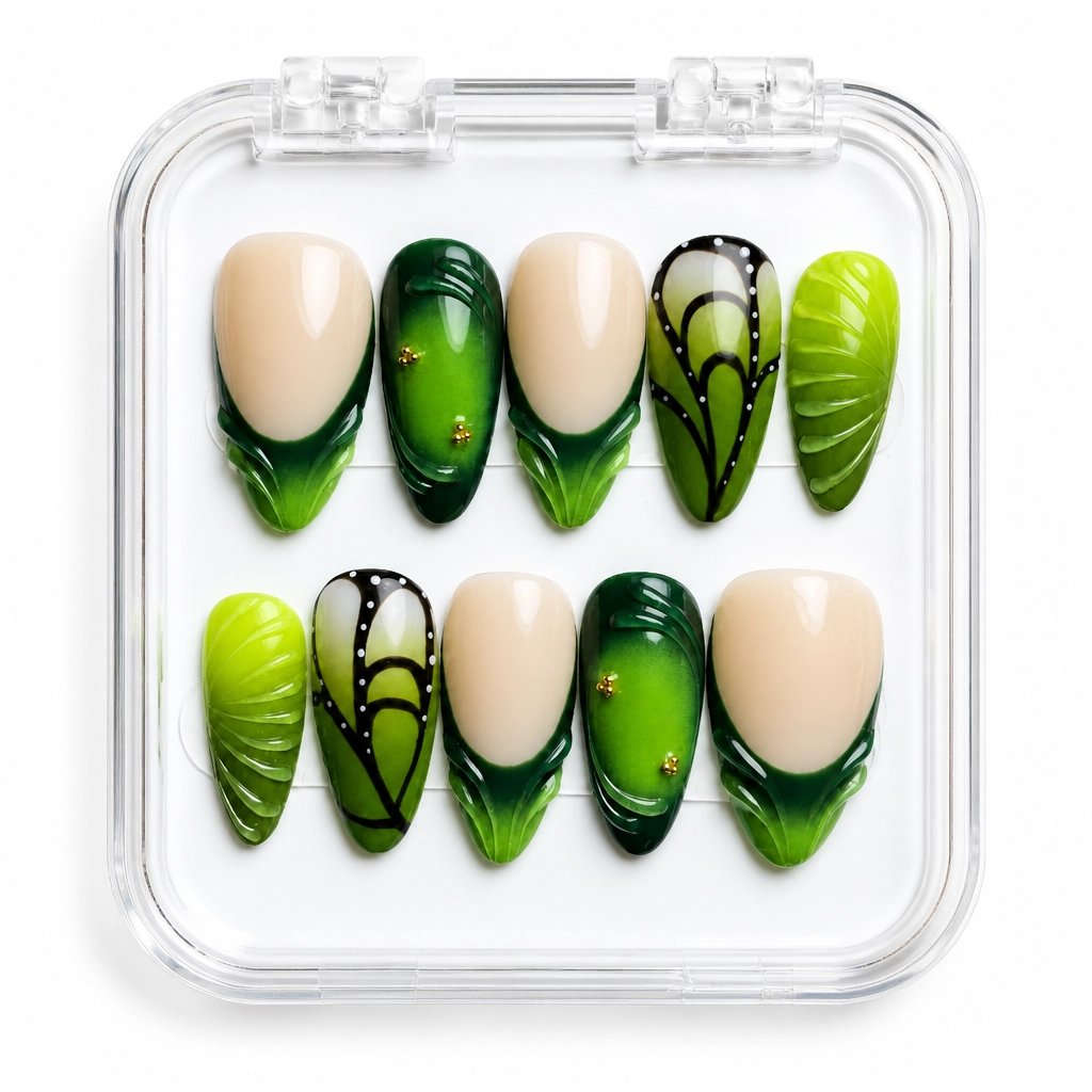 Press-on Nails Wholesale $7.90 Verdant Whisper by Yabe Vietnam