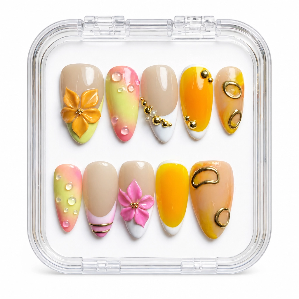 Press-on Nails Wholesale $7.90 Floral Sunrise by Yabe Vietnam