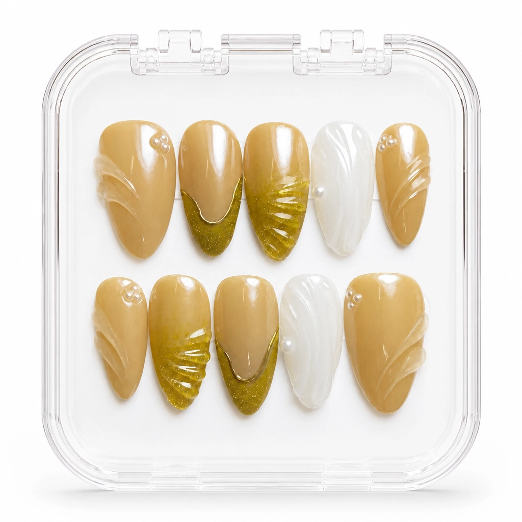 Press-on Nails Wholesale $7.90 Golden Luxe Elegance by Yabe Vietnam