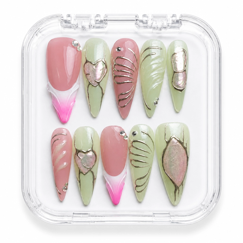 Press-on Nails Wholesale $7.90 Sage Glitter Luxe by Yabe Vietnam