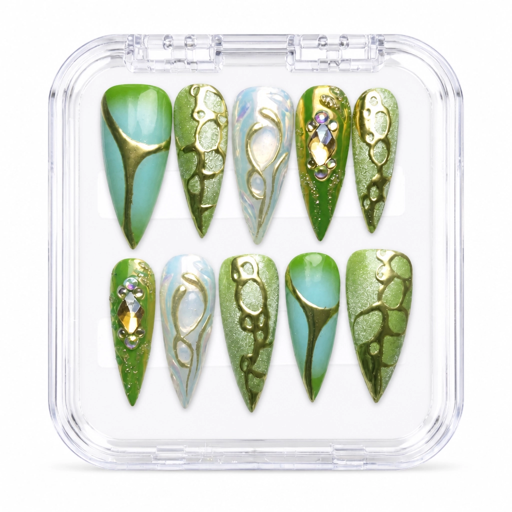 Press-on Nails Wholesale $7.90 Emerald Mystique by Yabe Vietnam