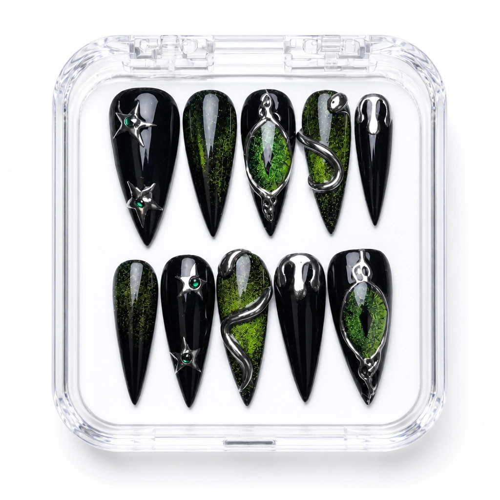 Press-on Nails Wholesale $7.90 Emerald Glamour by Yabe Vietnam