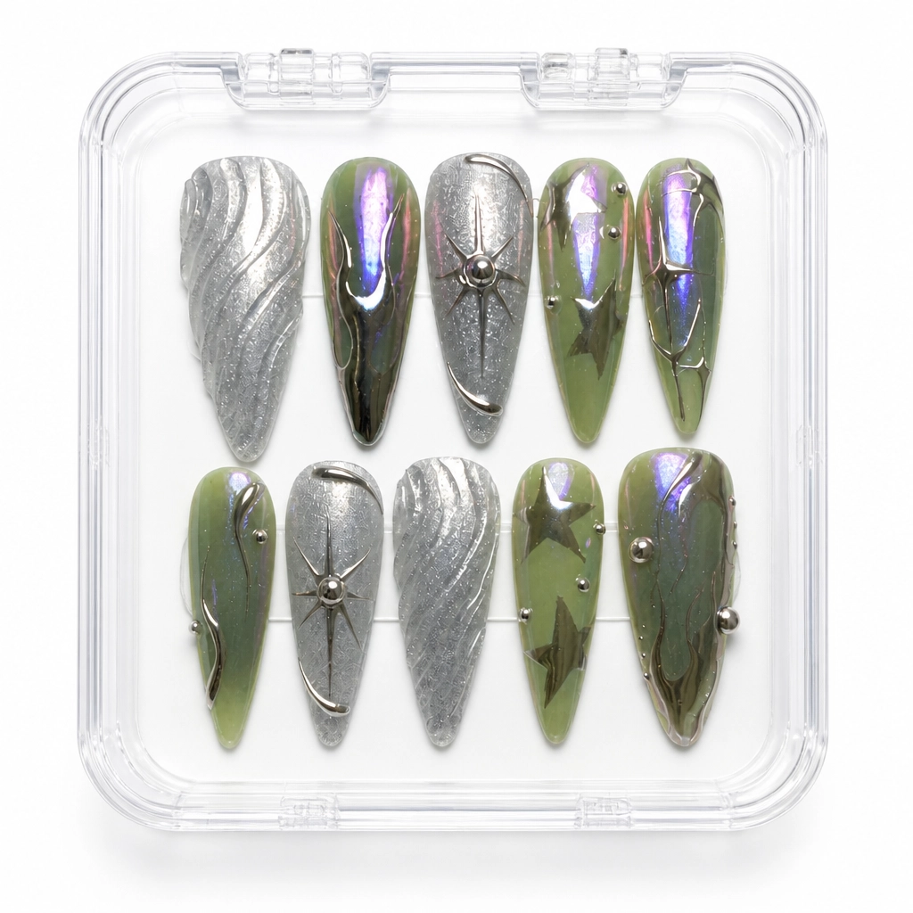 Press-on Nails Wholesale $7.90 Ethereal Chrome by Yabe Vietnam