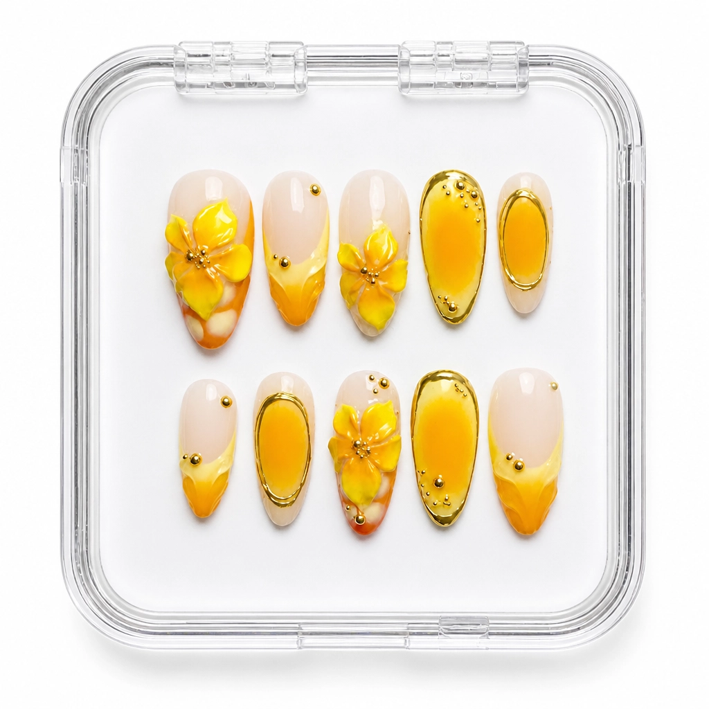 Press-on Nails Wholesale $7.90 Amber Blossom by Yabe Vietnam