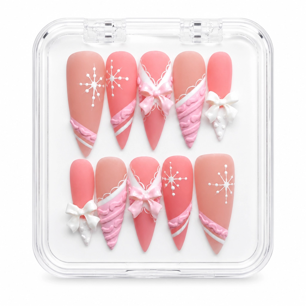 Press-on Nails Wholesale $7.90 Snowflake Ribbons by Yabe Vietnam