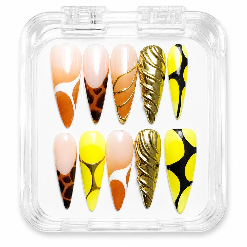 Press-on Nails Wholesale $7.90 Golden Geometry by Yabe Vietnam