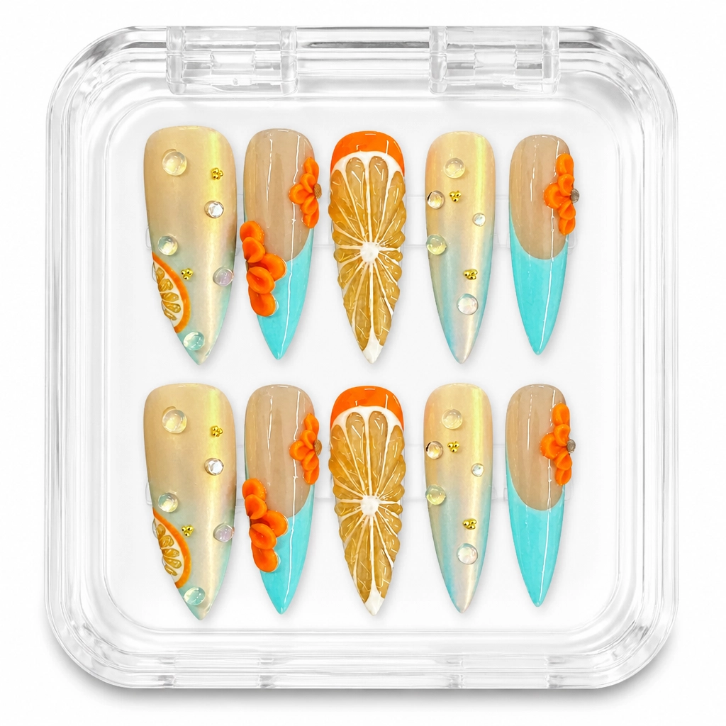 Press-on Nails Wholesale $7.90 Citrus Radiance by Yabe Vietnam