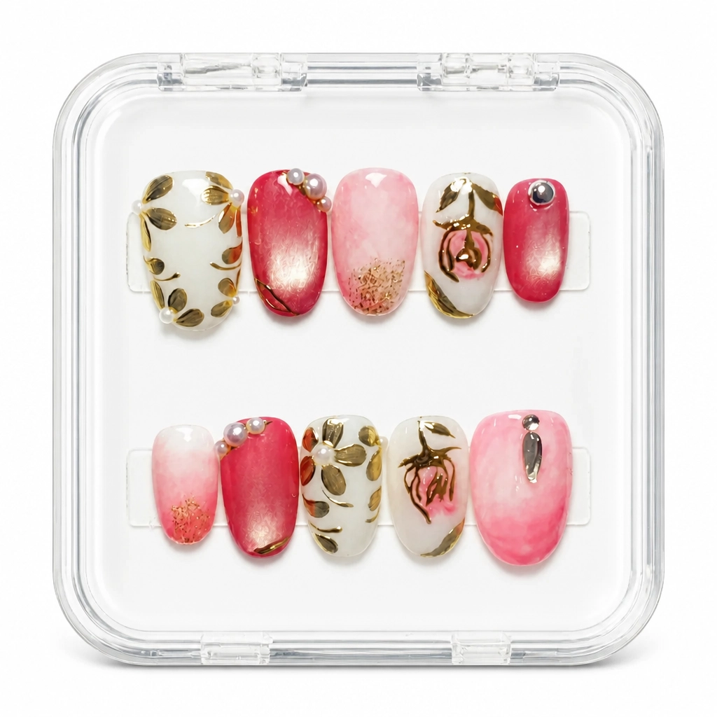 Press-on Nails Wholesale $7.90 Rose Garden Elegance by Yabe Vietnam