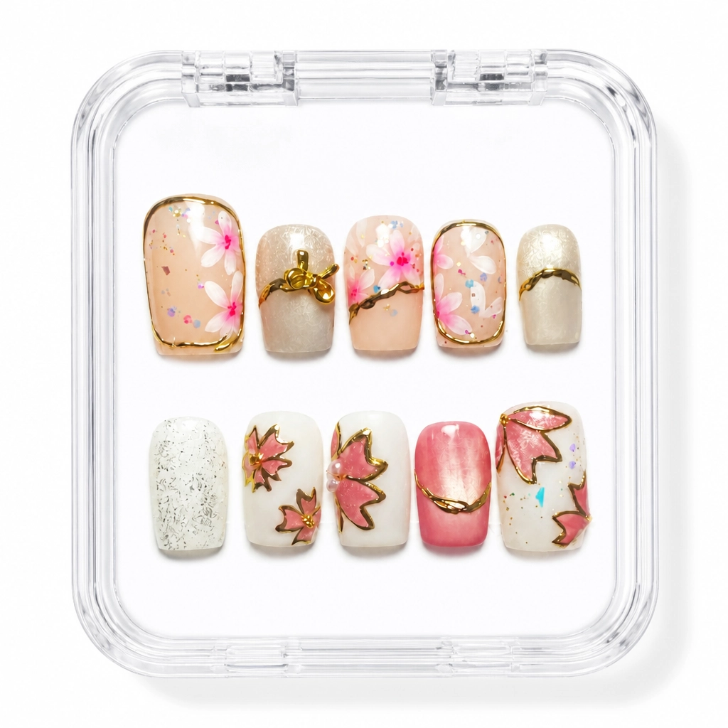 Press-on Nails Wholesale $7.90 Sakura Blossom Elegance by Yabe Vietnam
