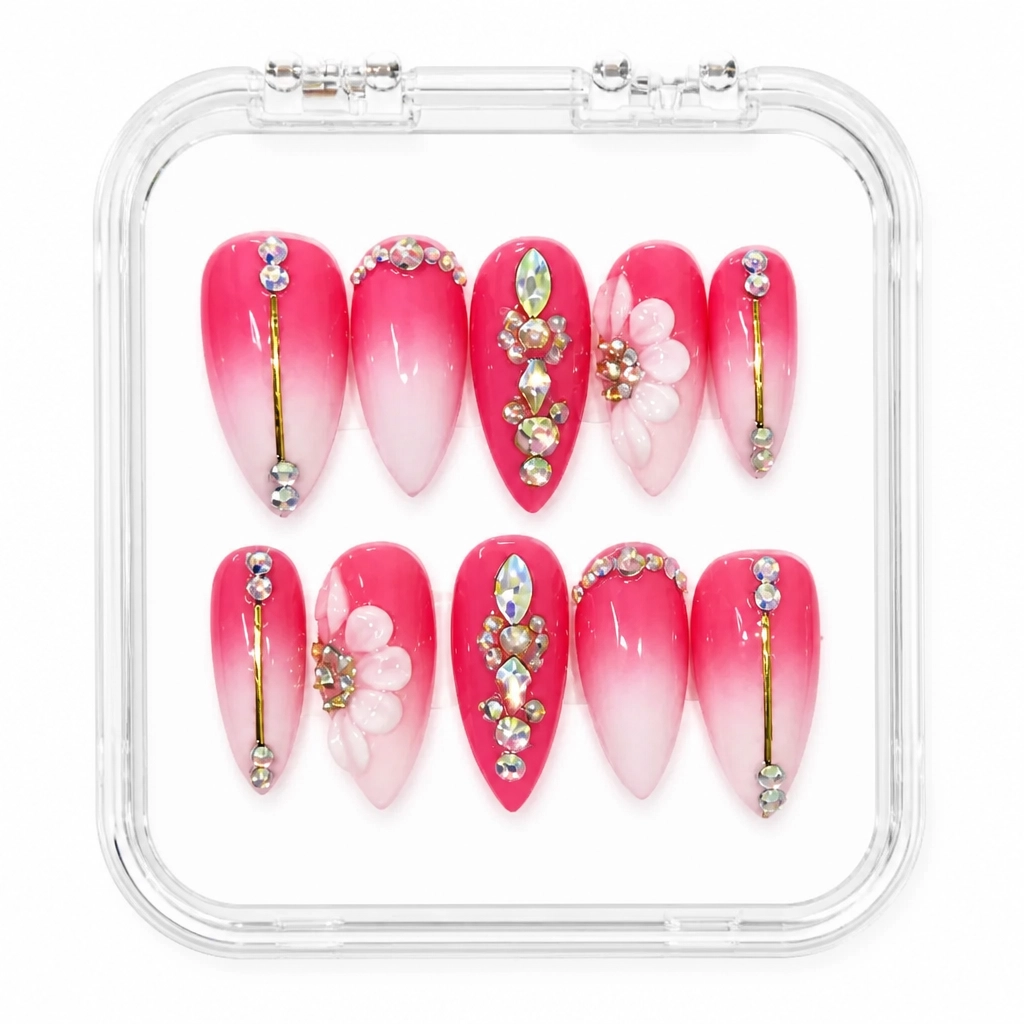 Press-on Nails Wholesale $7.90 Crimson Sparkle by Yabe Vietnam