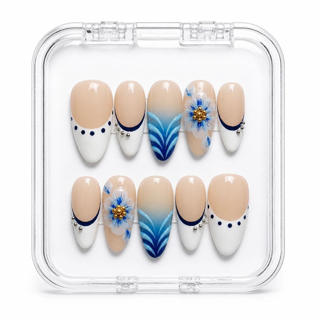 Press-on Nails Wholesale $7.90 Azure Elegance by Yabe Vietnam