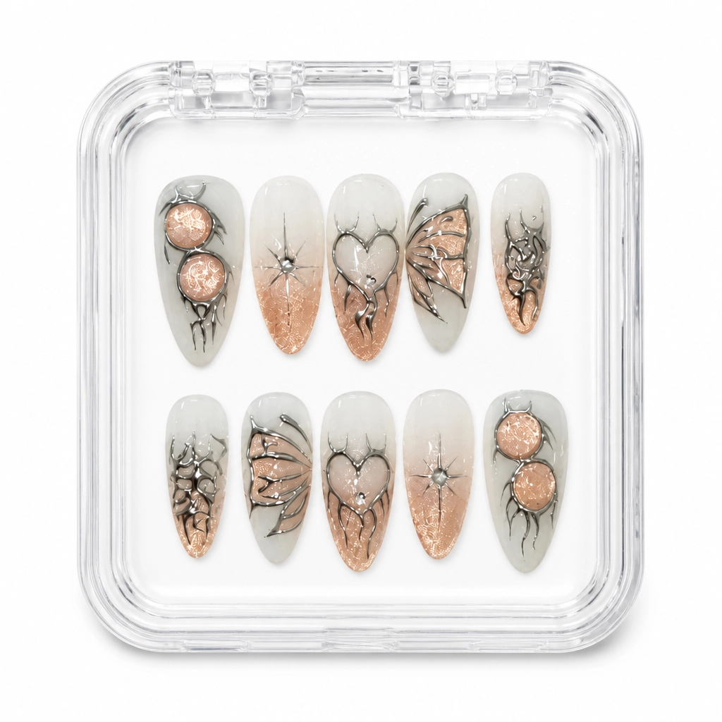 Press-on Nails Wholesale $7.90 Crystalline Ember by Yabe Vietnam