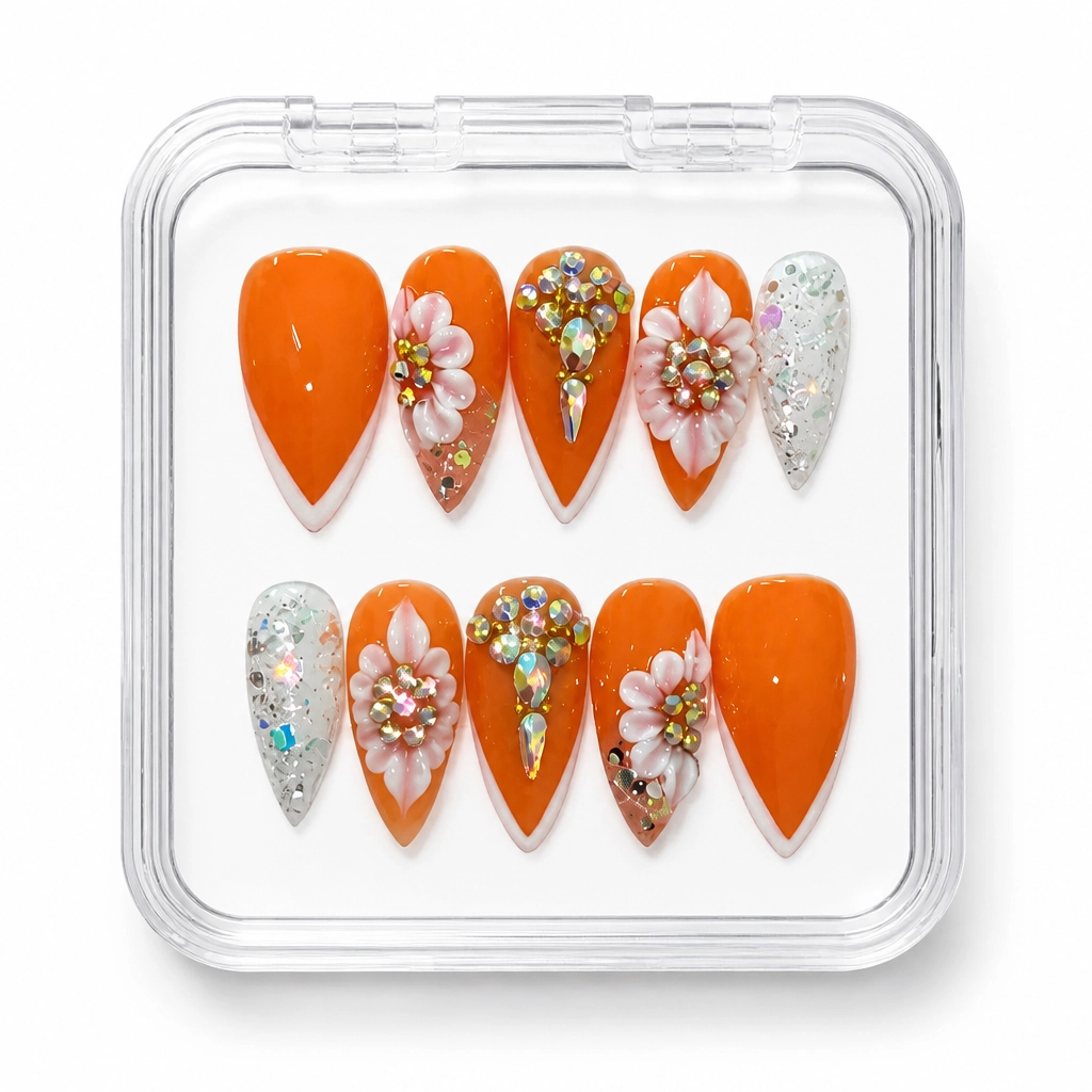 Press-on Nails Wholesale $7.90 Amber Blossom by Yabe Vietnam