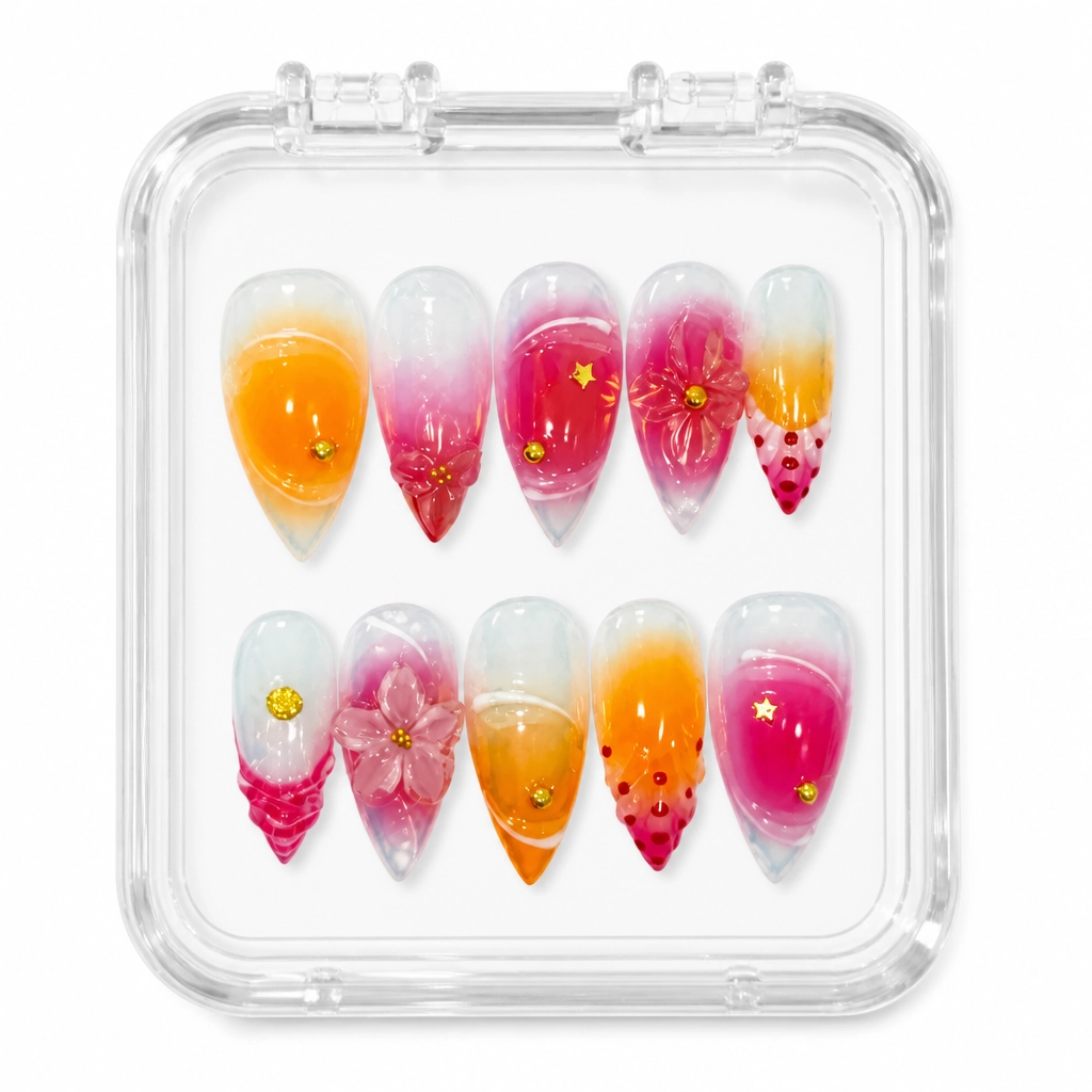 Press-on Nails Wholesale $7.90 Amber Blossom by Yabe Vietnam