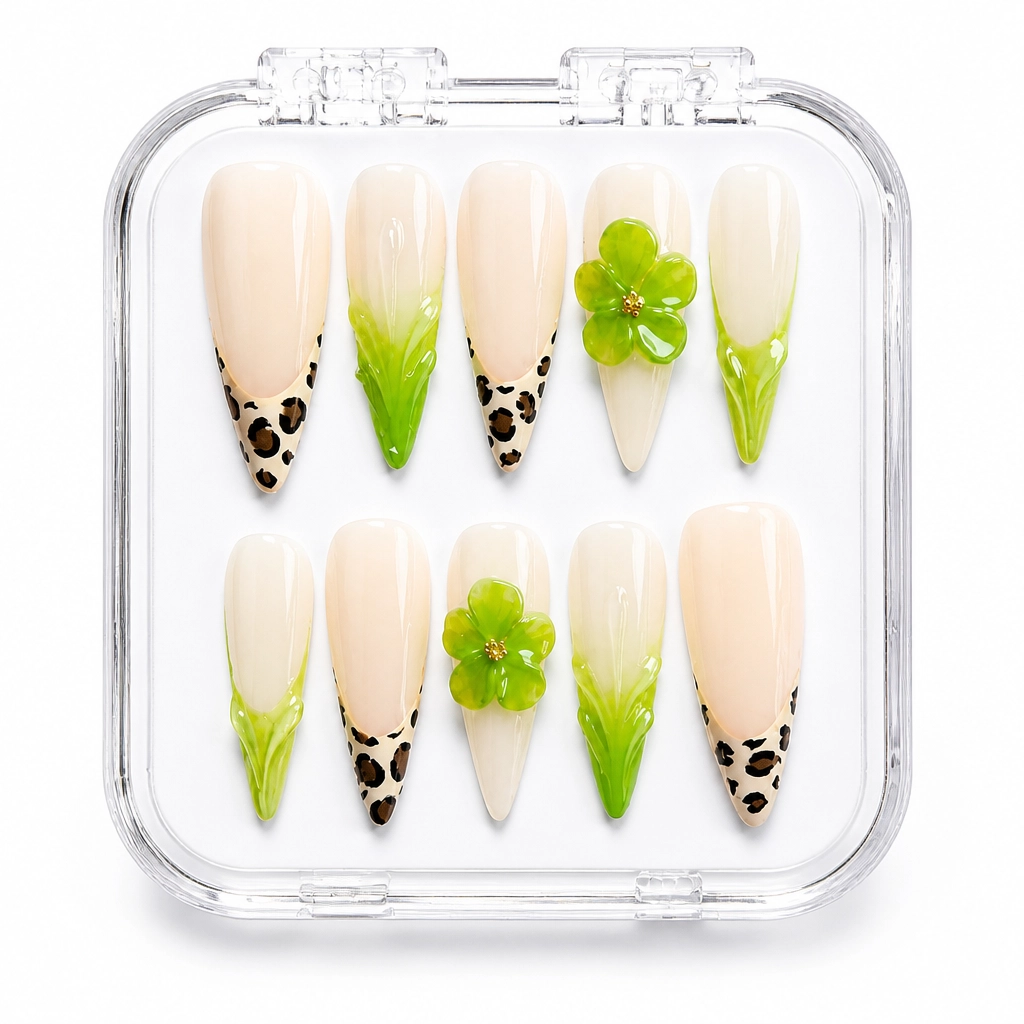 Press-on Nails Wholesale $7.90 Verdant Elegance by Yabe Vietnam