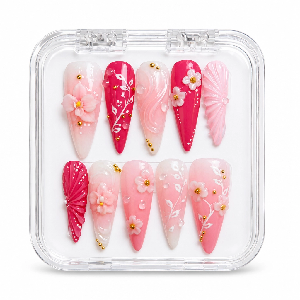 Press-on Nails Wholesale $7.90 Sakura Elegance by Yabe Vietnam