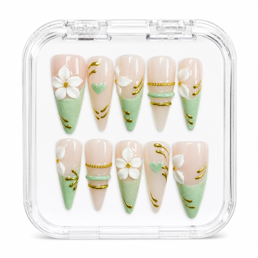 Press-on Nails Wholesale $7.90 Botanical Elegance by Yabe Vietnam