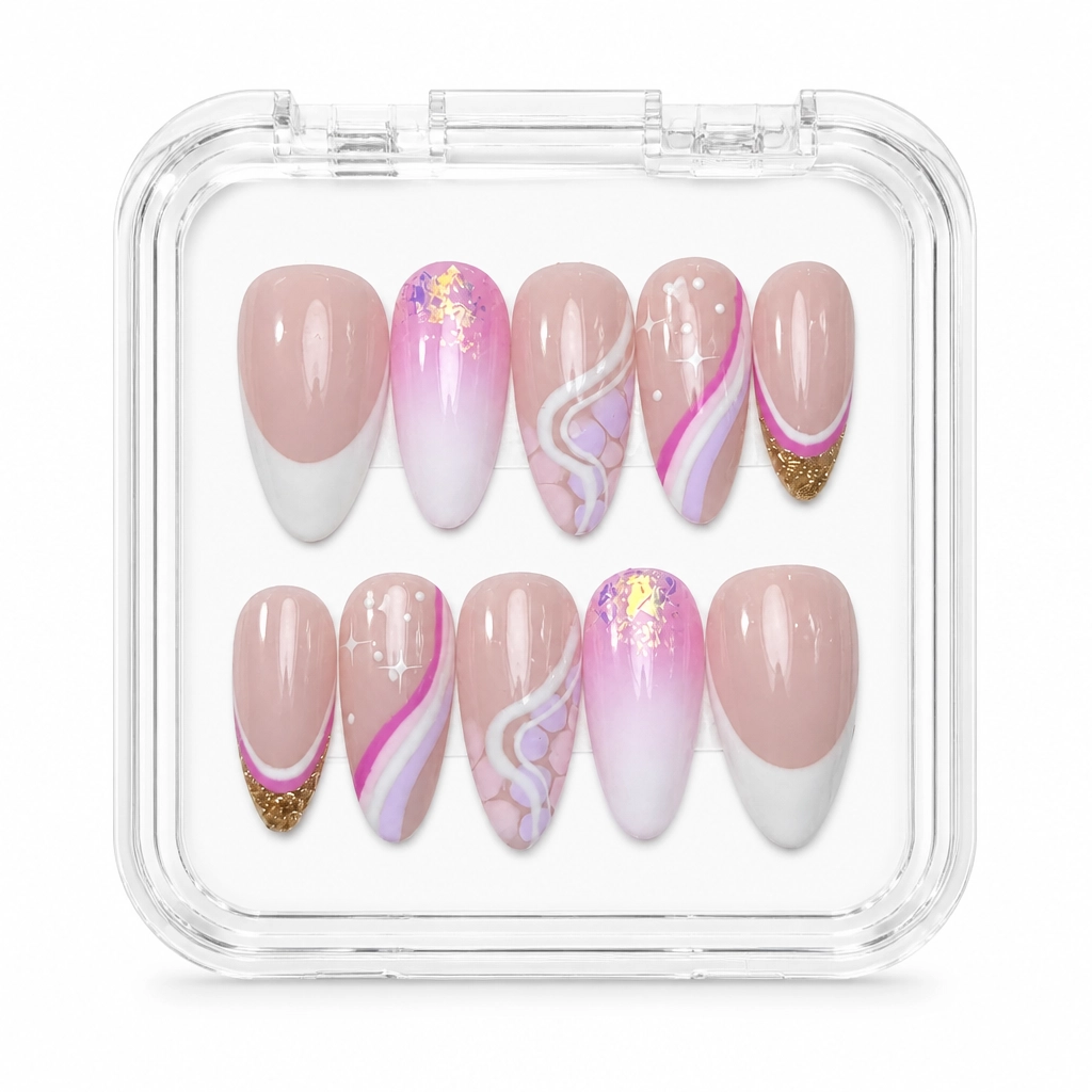 Press-on Nails Wholesale $7.90 Pink Swirl Dream by Yabe Vietnam