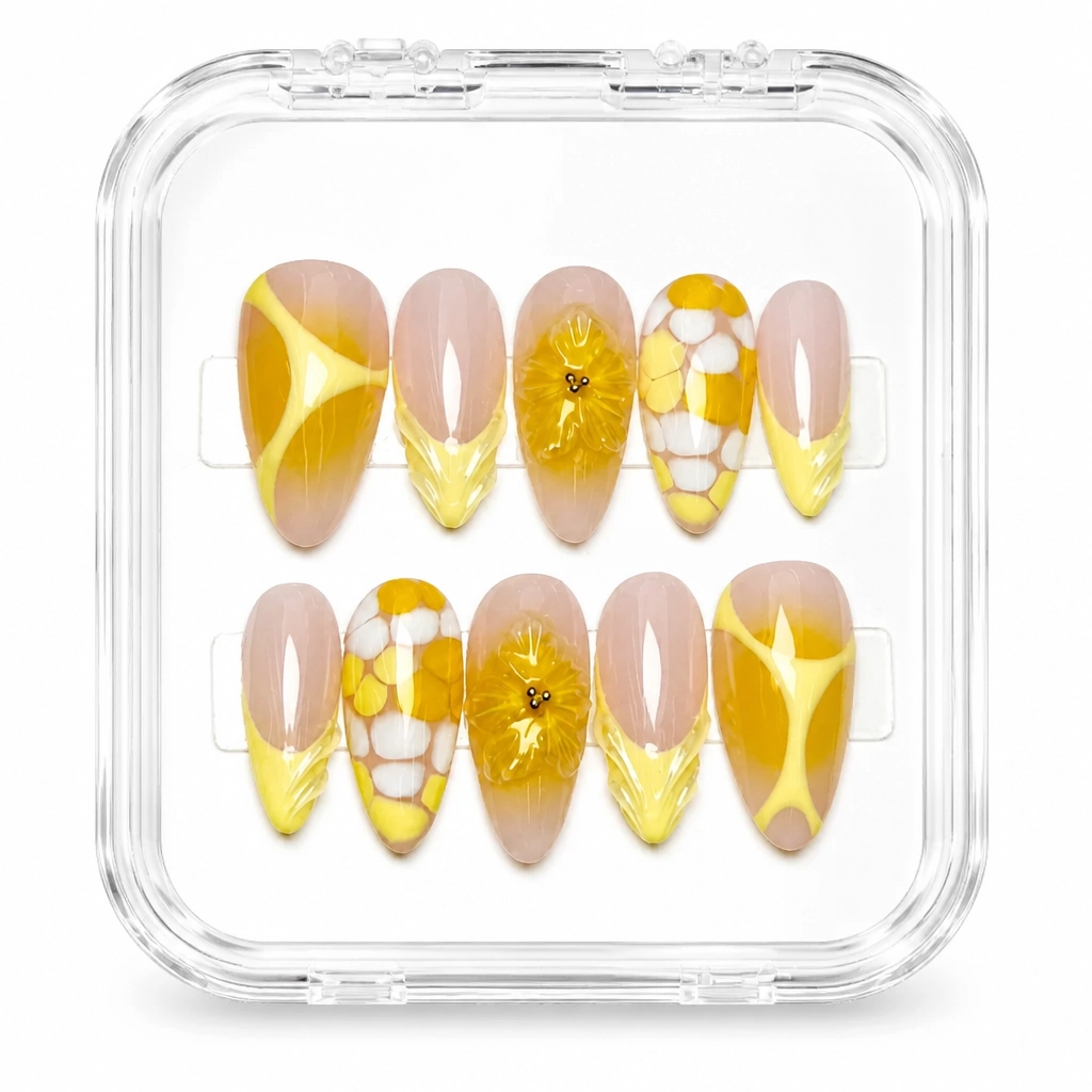 Press-on Nails Wholesale $7.90 Honeycomb Bloom by Yabe Vietnam