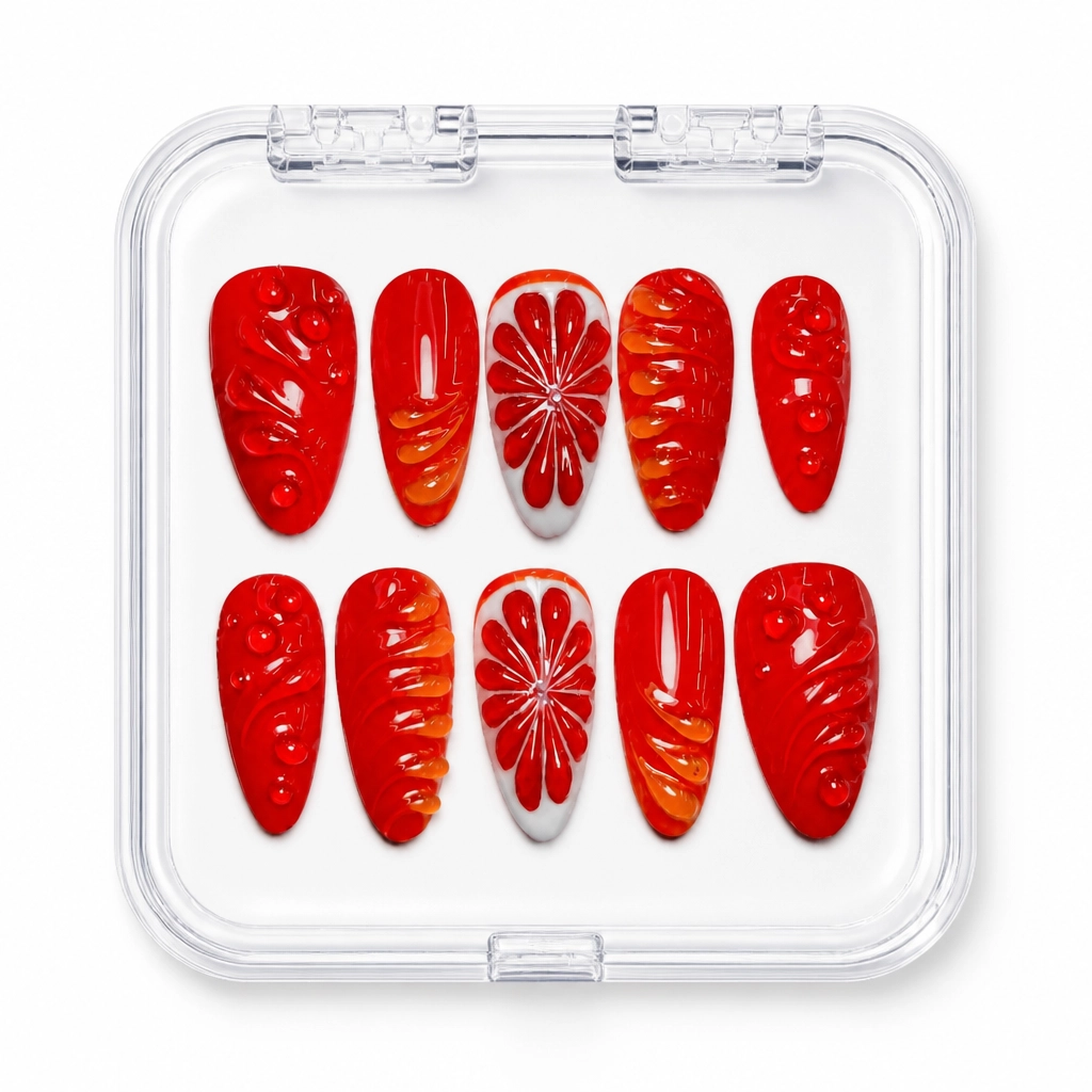 Press-on Nails Wholesale $7.90 Citrus Splash by Yabe Vietnam