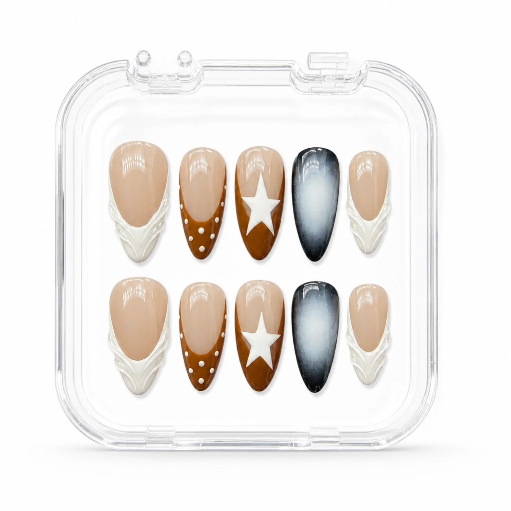Press-on Nails Wholesale $7.90 Mocha Star Elegance by Yabe Vietnam