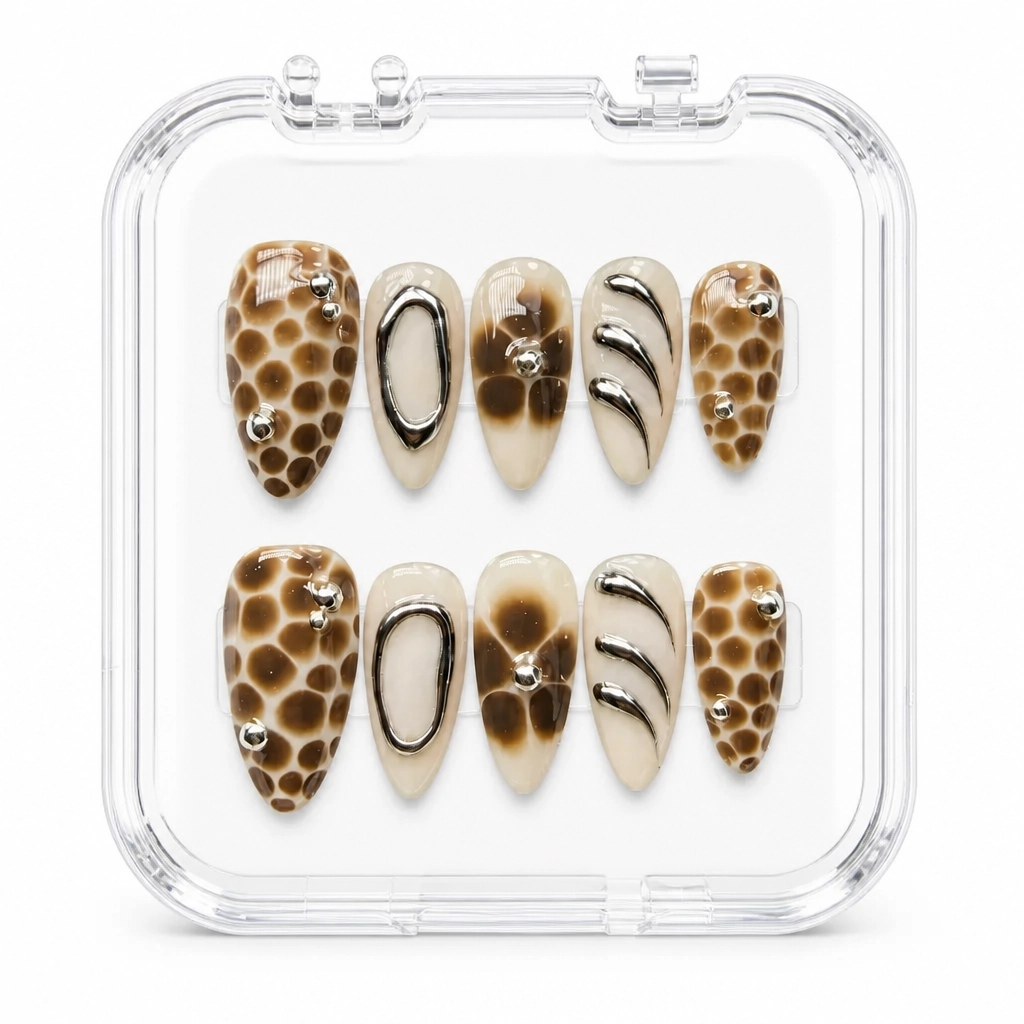 Press-on Nails Wholesale $7.90 Silver Leopard Luxe by Yabe Vietnam