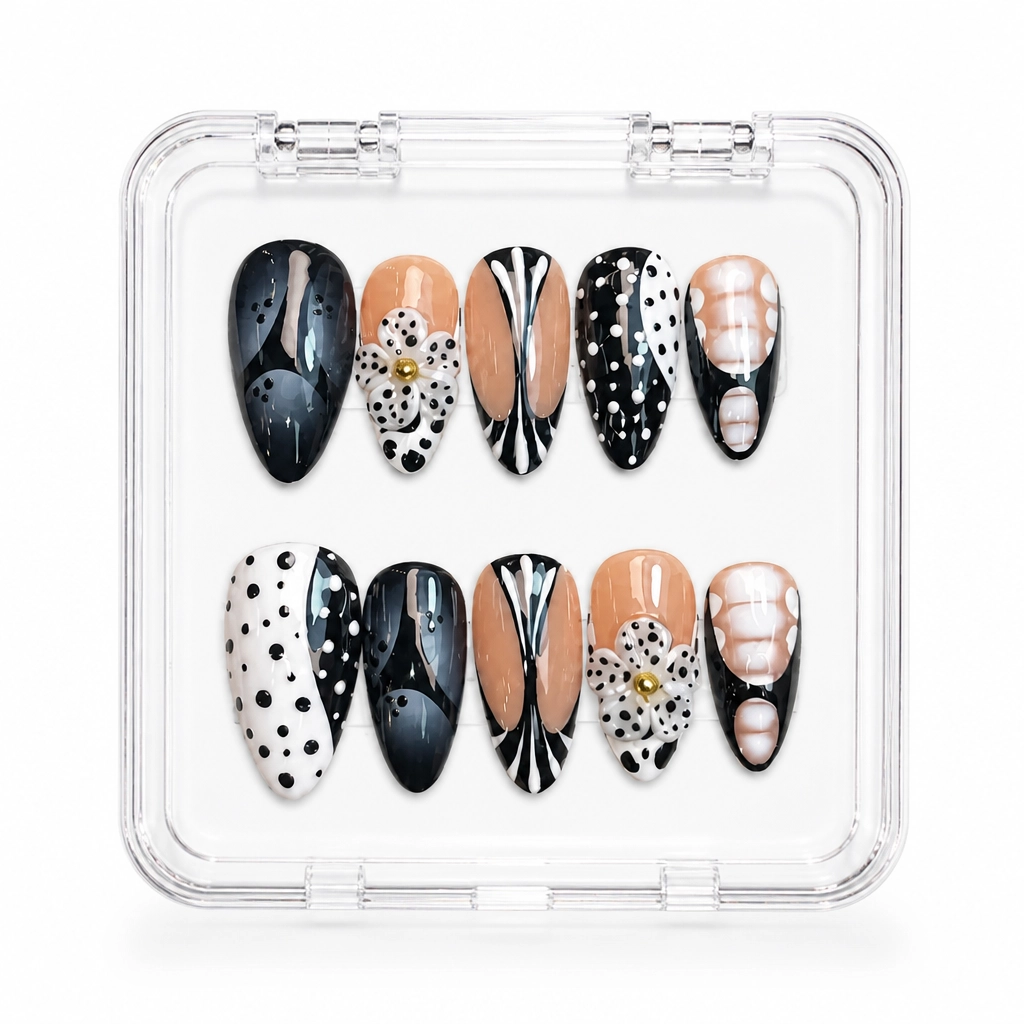 Press-on Nails Wholesale $7.90 Daisy Noir by Yabe Vietnam