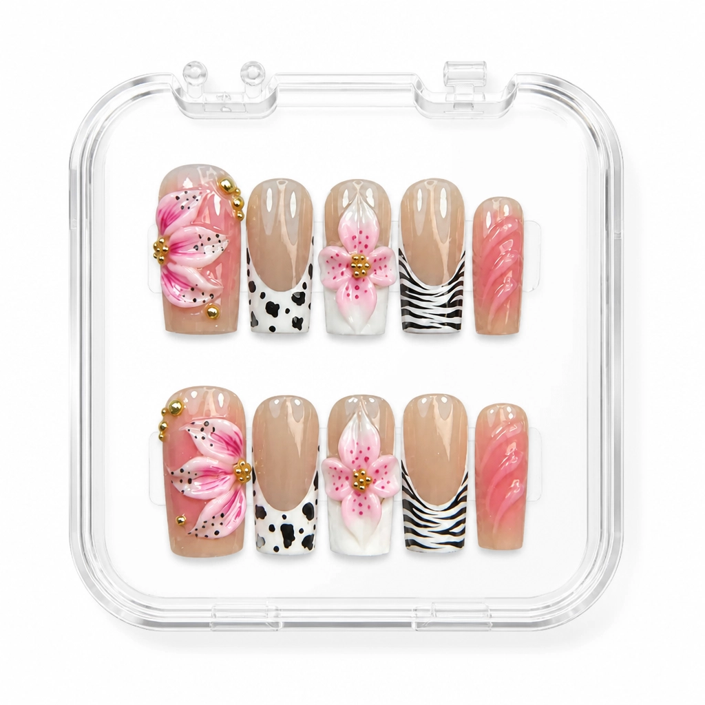 Press-on Nails Wholesale $7.90 Floral Safari by Yabe Vietnam