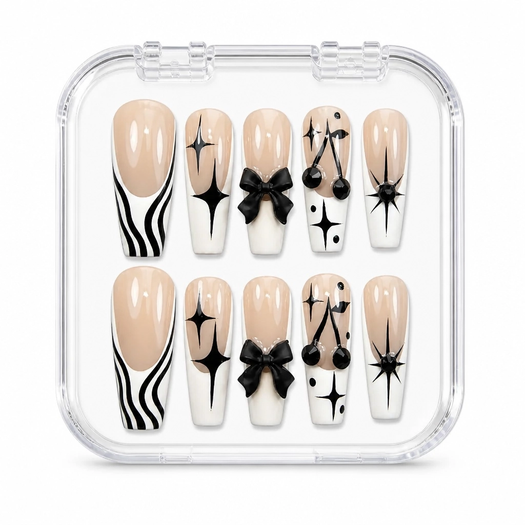 Press-on Nails Wholesale $7.90 Monochrome Starlet by Yabe Vietnam