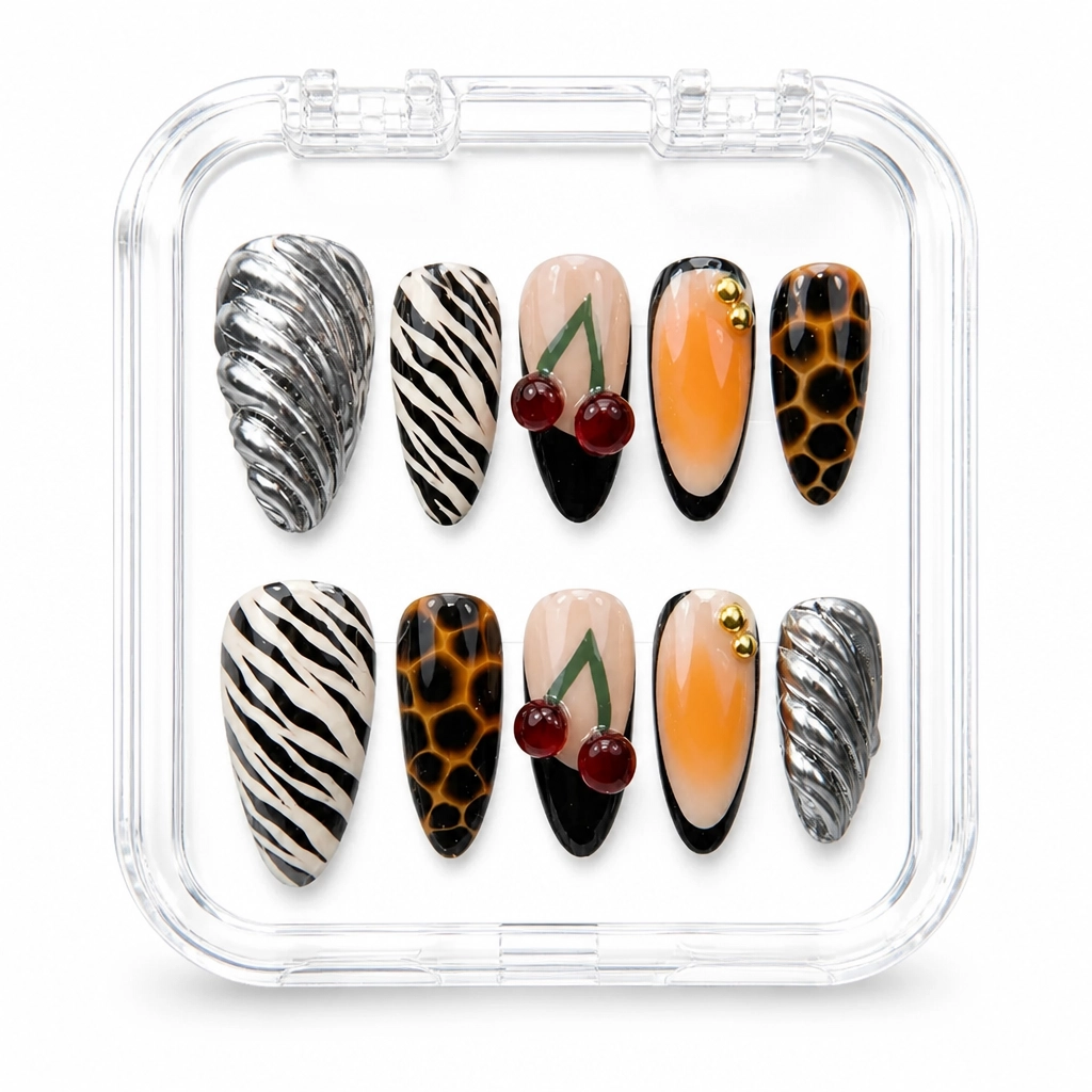 Press-on Nails Wholesale $7.90 Cherry Safari by Yabe Vietnam