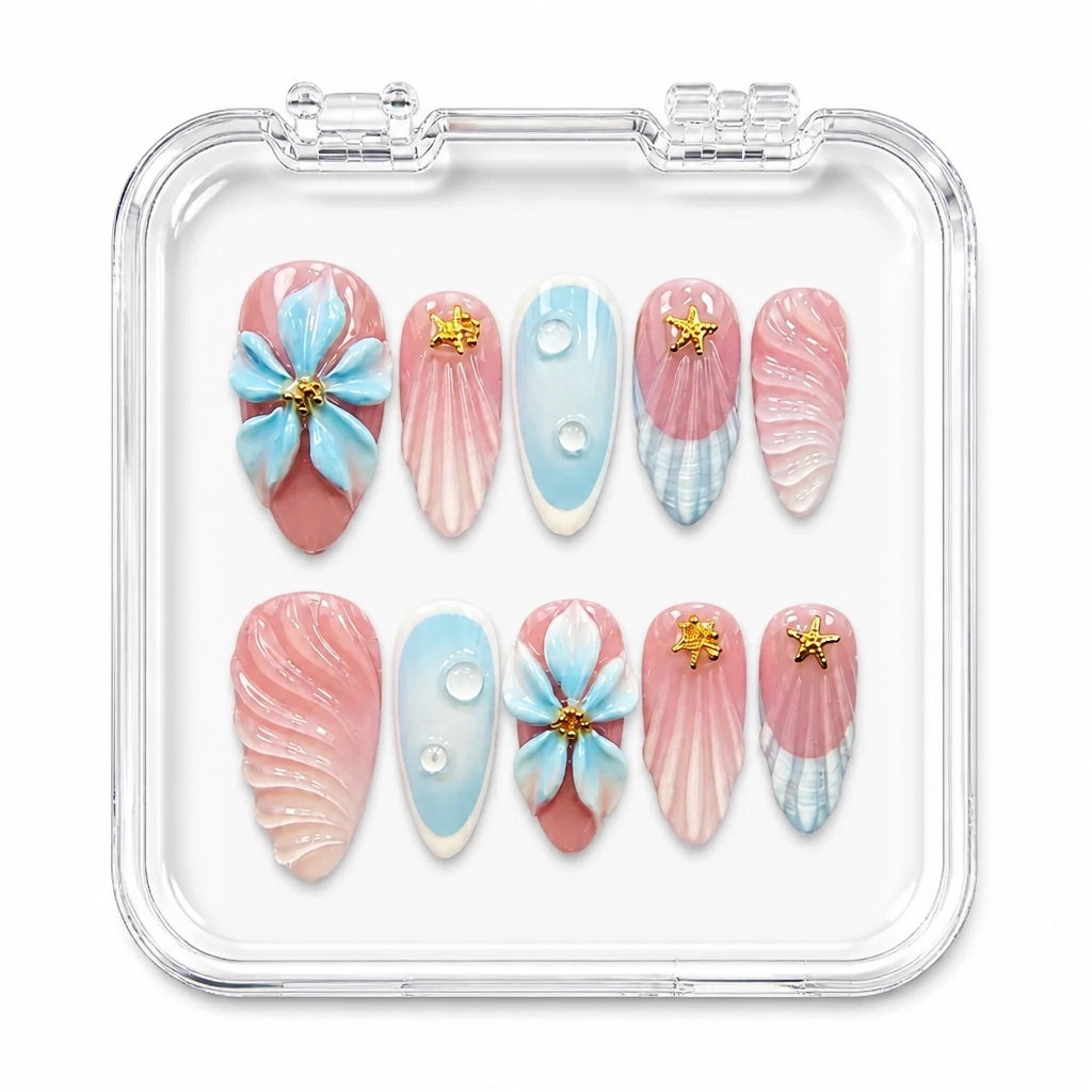 Press-on Nails Wholesale $7.90 Oceanic Blossom by Yabe Vietnam